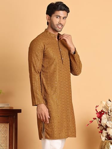 Image of Jompers Embroidered Straight Kurtas for Men