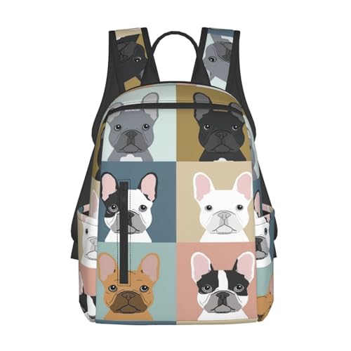 Sac à dos imprimé bouledogue français noir et blanc en taille unique