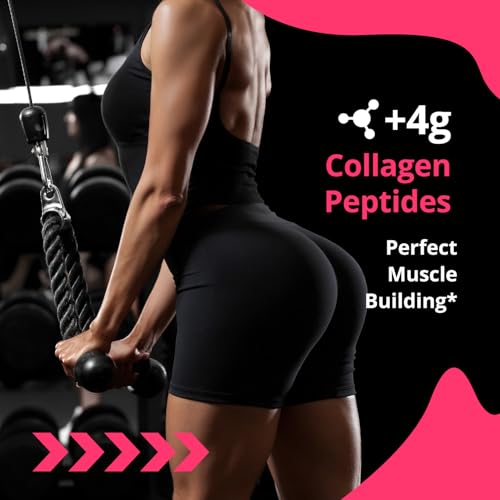 GlowEver Creatine for Women | 5g Creatine Monohydrate + 4g Collagen Peptides Complex Creatine Powder | Sugar-Free, Gluten-Free, Non-GMO, Easily Soluble | Raspberry, 30 Servings