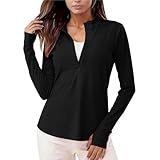 Sport Leichte Laufjacke Damen UV Shirt UPF 50+ Hemdbluse Sommer Casual Bluse Tops Schnelltrocknende Full Zip Hoodie Oberteil Tshirt Outdoor Atmungsaktiv Tunika Sommershirts Einfarbig Sportshirt