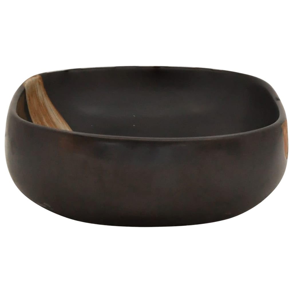 ShGaxin Lavabo sobre encimera Ovalado cerámica Negro 59x40x14 cm, Fregadero, Lavabo Baño, Lavamanos Baño, Lavatorio Casa De Banho, Mueble Lavabo sobre Encimera - 155106