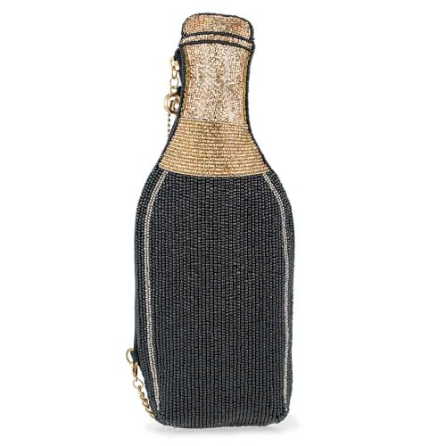 Mary Frances Vintage Wine Beaded Crossbody Handbag Clutch Novelty Evening Purse Champagne Bottle Design, Multicolor2