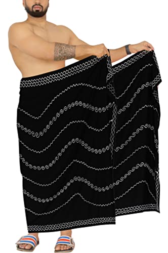 LA LEELA Men's Beachwear Cover Up Swimwear Pareo Wrap Summer Swim Trunk Sarong One Size Charcoal4