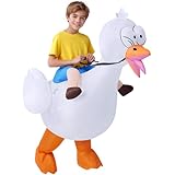 Spooktacular Creations Kids Halloween Inflatable Costume, Riding On a Goose Blow up Costume Boys, White Goose Inflatable Suit for Halloween Party themed Parties