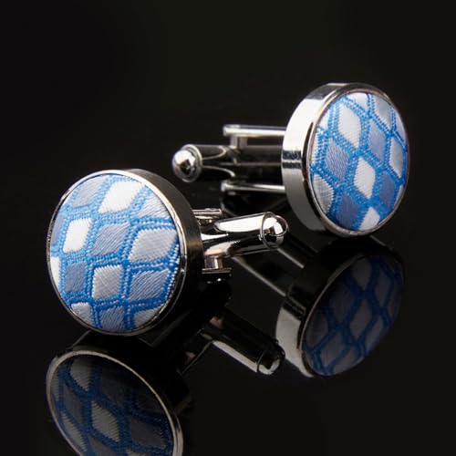 Image of HISDERN Mens Plaid Bow Tie Set Pocket Square and Cufflinks Bowtie