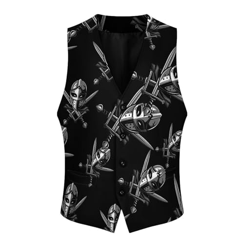 Fencing Mask Sword Men's Suit Vest Waistcoat Vests Formal Dress with 2 Pockets for Business Casual Tuxedo3