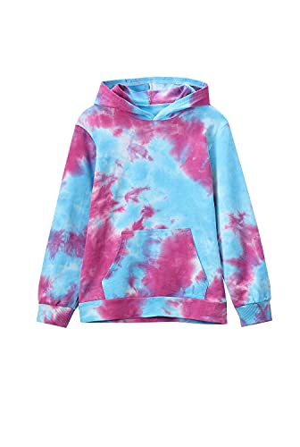 Image of Deeorla Little Boys Girls Cotton Tie Dye Hoodies Long Sleeve Pullover Sweatshirts for Big Kids 5-15Years
