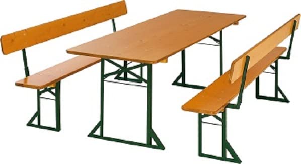 Kunibert Biergartengarnitur Gartengarnitur Klappgarnitur Festzeltgarnitur 1 A Brauereiqualität mit 67cm er Tischbreite für Innen- und Außenbereich da 3-Fach Dickschichtlassiert Maß: 220x67cm