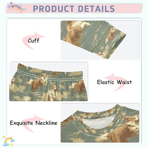 senya Running Corgi Pajamas Set Long Sleeve Soft Cotton Sleepwear 2 Piece4