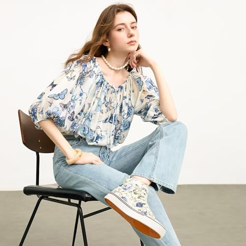 Image of yageyan Womens High Top Canvas Sneakers Fashion White Shoes for Women