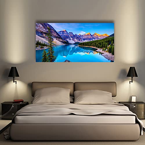Image of Wall Art Lake Mountain Landscape Picture Print Canvas Wall Art Modern Giclee Artwork Home Decor Stretched and Framed Ready to Hang,2cm Thick Frame, Waterproof Artwork