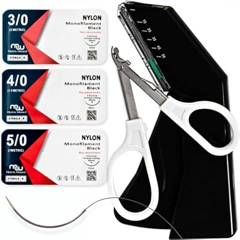 Sutures Thread with Needle Plus Disposable Stapler and Remover Training Tools - First Aid Field Emergency Practice, Trauma Survival Gear, Travel Prepping Practice, Camping Safety Kit Cover
