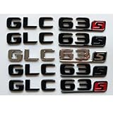 HOKOUPNZNT Flache, verchromte, Schwarze Buchstaben, Nummern, Kofferraum-Embleme, Aufkleber for X253, C253, W253, GLC63 S AMG SUV (Chrom mit Schwarz, GLC63 S) Abzeichen(Matt Black with red)