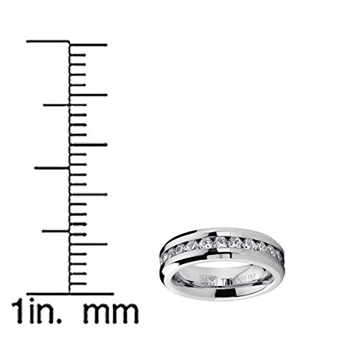 Metal Masters Co. Ladies Eternity Titanium Ring 2.4 Carat Cubic Zirconia Wedding Band With Cz 6Mm Size 6 #TOP4
