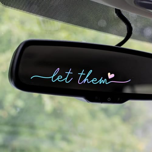 Image of 3 Pack Let Them Rearview Mirror Sticker Car Decals Mental Health Awareness Self Love Motivational Decal Mindfulness Rearview Mirror Decal Car Accessories (Gradient)