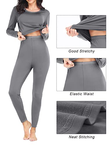 URATOT 2 Sets Women’s Thermal Underwear Set Fleece Lined Thermal Underwear Soft Long Top Bottom Set for Women Cold Winter3
