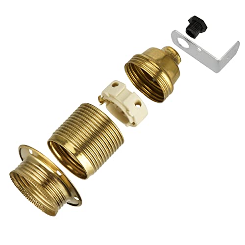 REV Ritter Holder E27 Metal with Brass Angle, Messing Poliert