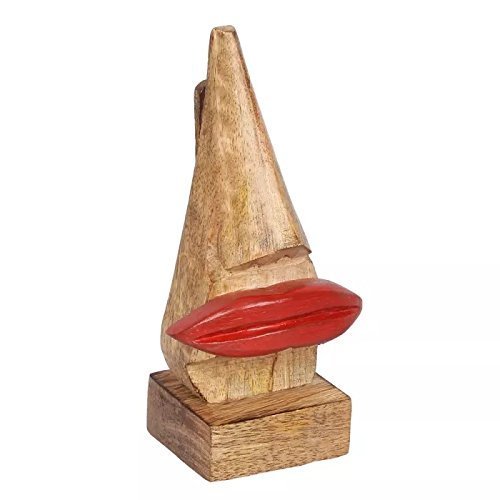 Craftland Rosewood Wooden Brown Handcrafted Nose Shaped Goggle Spectacle/Specs Eyeglass Holder Stand with Black Moustache (Black Moutche n Red Lips) 4