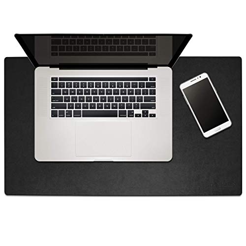 Modeska 24" x 14" Leather Desk Pad - SKIDSTOP Ultra Smooth Executive Blotter and Protective Mat Large Mouse Pad for Office, School, Home, Remote Business – Black