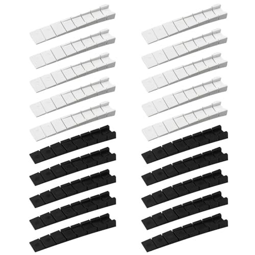 Azlanway Cales de Nivellement pour Meubles, 20 Plastique Noir Blanc avec Points de Rupture Prédéfinis, Cales de Réglage Antidérapantes pour Pieds de...