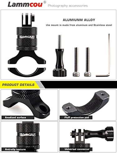 Uchwyt na kamerę sportową, aluminiowy, uchwyt na kierownicę rowerową, uchwyt na kierownicę, uchwyt na rolkę, adapter do GoPro, Campark, SJCAM Crosstour, Garmin Virb YI, 4K, uchwyt rowerowy, akcesoria