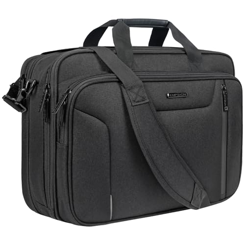 Image of EMPSIGN Laptop Bag Briefcase, 17.3 Inch Computer Bag Expandable Laptop Case for Men, Water Repellent Shoulder Messenger Bag for Work Business Travel Office-Black /Grey
