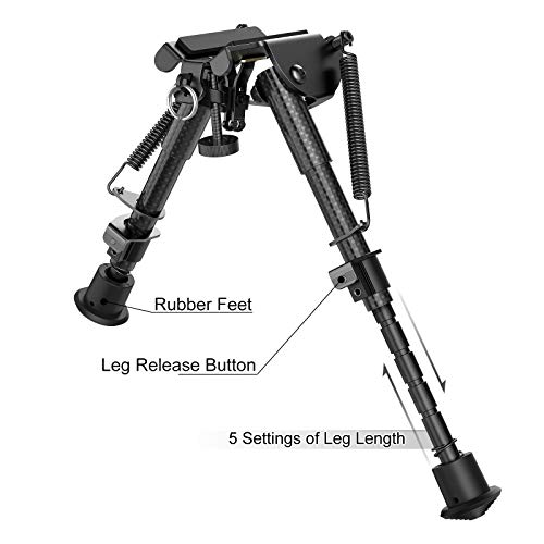 Feyachi Rifle Bipod Carbon Fiber 6"- 9" Extendable with Picatinny Adapter, Carbon Bipod for Hunting - Image 3