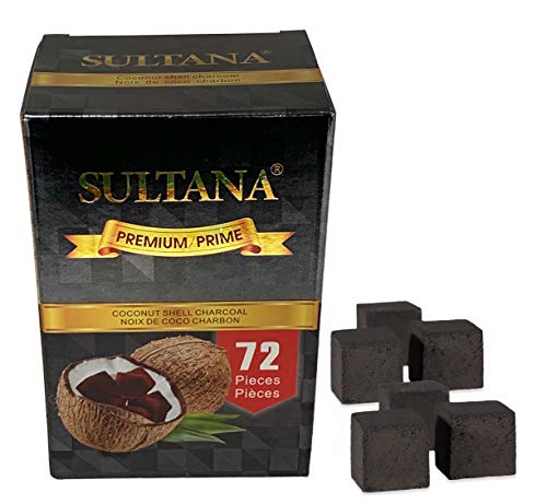 Sultana - Sultana Premium Coconut Shell Charcoal for Hookah. Shisha, Incense - 72 Pieces - -8%