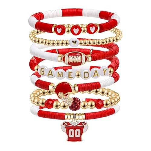 [faytobe] Stackable Football Charm Soft Clay for Sports Fans and Casual Wear 7 Colors Lightweight Design Multicolored Athletic C