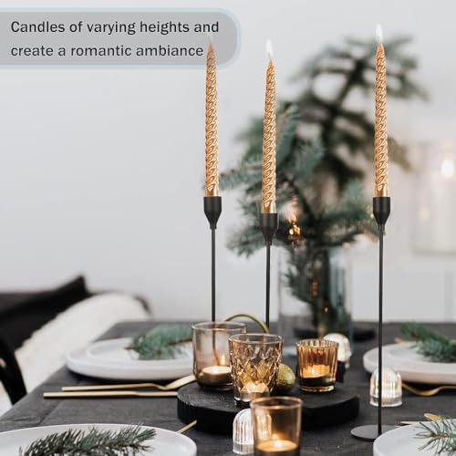 Mivitoom Set of 3 Black Candle Holders,Taper Candle Metal Candle Stand Holder - Elegant Candlestick Holders for Home Party Living Room, Dinners Decoration - Cosy Home Interiors Mivitoom Set of 3 Black Candle Holders,Taper Candle Metal Candle Stand Holder - Elegant Candlestick Holders for Home Party Living Room, Dinners Decoration - Image 5