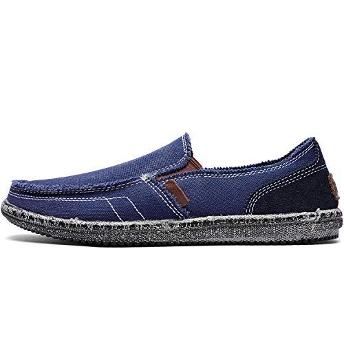 Image of CASMAG Men's Casual Cloth Shoes Canvas Slip on Loafers Vintage Boat Shoes | Breathable material, lightweight, Easy slip on & off, Comfortable, Non-Slip, Fashionable