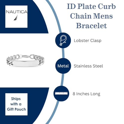 Pulsera Nautica de acero inoxidable para hombre 8 pulgadas miniatura 4