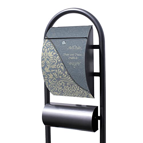 Banjado® Stand Briefkasten in Hammerschlag-Optik in Größe 150x47x22cm...