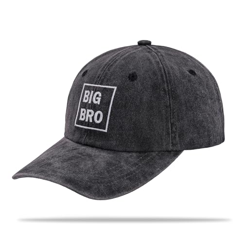 Image of Embroidery Cute Big Brother Hat, Sibling Matching Outfits Matching Mom Dad Hats Youth Big BRO Gift Boy Birthday Hat Preganancy Announcement Adjustable Cotton Low Profile Caps Black