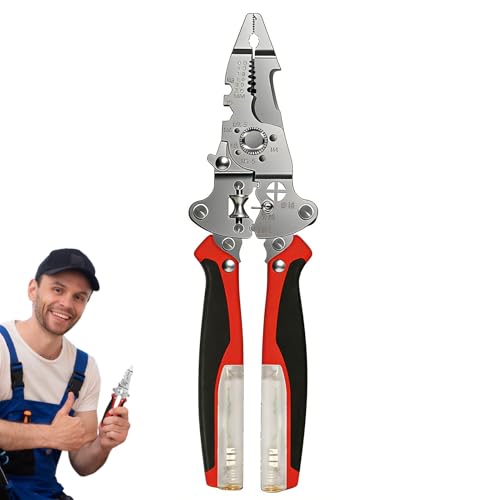 Ahuuen Spogliarello professionale per fili | Cella di raschiatore di precisione – Strumento di crimpatura professionale per cavi elettrico multifunzionale