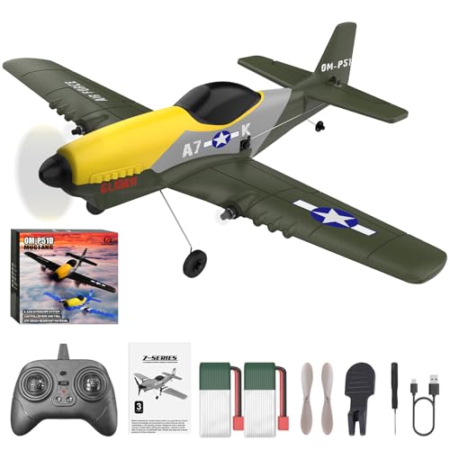 OMNANGO Rc Airplane?2.4GHZ Waterproof Remote Control Plane, 6-Axis Gyro Stabilization System for Beginners-Adults-Children P51