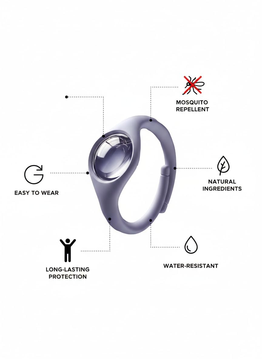 Mosquito Repellent Wrist Band, Natural DEET Free Bracelet, Silicone Adjustable Mosquito Repellent Band with Natural Oil Cartridge, Lightweight Travel Insect Repellent for Indoor & Outdoor Use 2