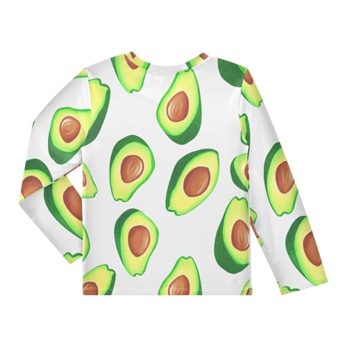 Sliced Avocado White Boy's Rash Guard Swim Shirt Long Sleeve Sun Shirt for Swimming Pool Beach UPF50+2