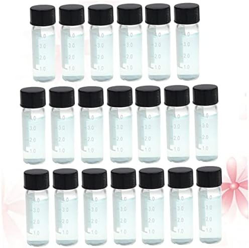 VILLFUL 20pcs Clear Glass Clear Container with Lid Clear Glass Bottles with Caps Vials with Caps Lab Dilution Vials Small Vial Storage Bottle Sample Screw Cap Reagent Storage Bottle Patch
