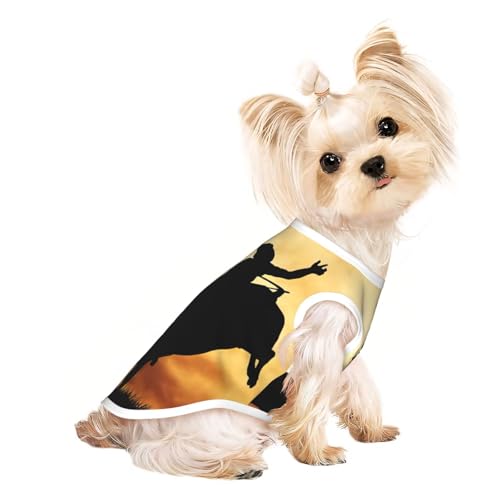 Cool Bull Riding Print - Camisetas para perros pequeños, transpirables, para cachorros, gatitos, perros y gatos