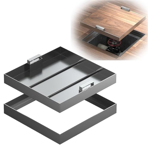 MMXYNXYD Tapa de Alcantarilla Invisible de Acero Inoxidable con Marco - Tapa Cuadrada Empotrada para Desagüe para Césped, Patio, Entrada de Vehículos y Jardín(40 cm/16 in)
