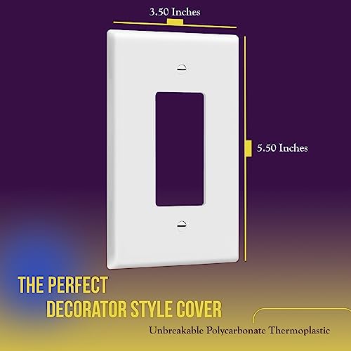 Image of ENERLITES Decorator Light Switch or Receptacle Outlet Wall Plate, Over-Size 1-Gang 5.5 inch x 3.5 inch, Polycarbonate Thermoplastic, 8831O-W, White (Pack of 2)