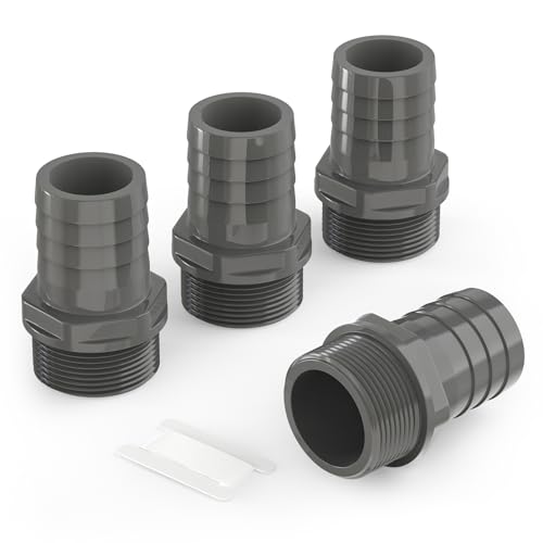 GASHER 4Pcs PVC Tube Fitting Adapter Barbed Hose Fittings Barbed 3/4