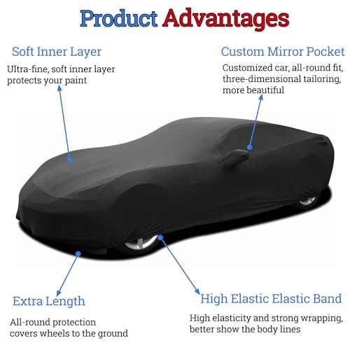 Image of Indoor Car Cover Custom Fit for Corvette C7 C6 C5 Luxurious Soft Stretch Satin Car Cover Breathable Dust-Proof for Underground Garage, Car Show