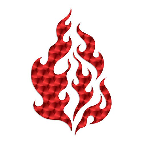 Image of Fire Flames Art - Vinyl Decal Sticker - 3.75 inch x 6 inch - Red Engine Turn