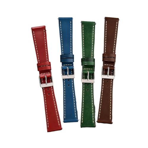 Bracelet montre cuir de veau 22mm vert finition luxe - 3
