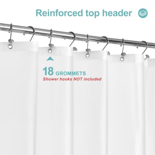 Image of Mrs Awesome Extra Wide Frosted Shower Curtain Liner with 8 Magnets, 108x72 Premium Flexible Sturdy Plastic Shower Curtain for Bathroom, Waterproof, Frost