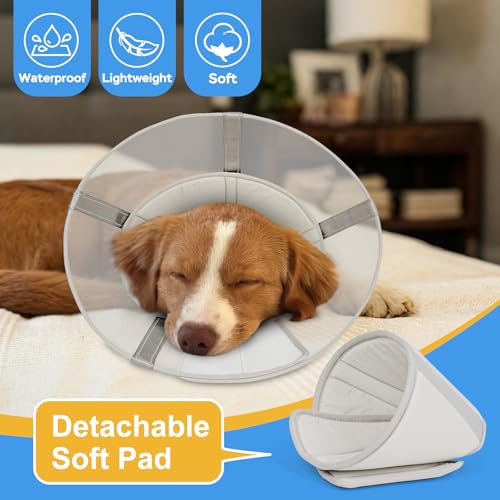 Image of Dog Cone Collar to Stop Licking, Soft Mesh Recovery Collar After Surgery with Liner, Elizabeth Cone Alternative for Medium and Large Dogs, for Surgery, Spay, Neuter, Wound Care,S,Apricot