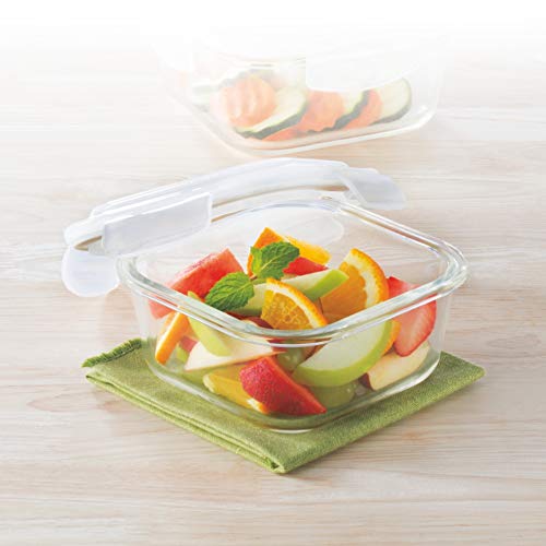 Borosil Klip-N-Store Set of 2 Microwave & Oven Safe Gift Set, Glass Storage Container, 320ml & 520ml Square, with Air Tight Lid (Transparent) 8 Borosil Klip-N-Store Set of 2 Microwave & Oven Safe Gift Set, Glass Storage Container, 320ml & 520ml Square, with Air Tight Lid (Transparent) - Image 8