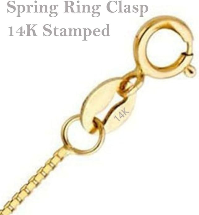 14K Yellow/White Gold Solid Box Chain Necklace Link for Women and Men Jewelry Gift, Width 0.75mm-1.35mm, Length 16-24inch3